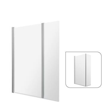 Bath Screen Essential Chrome pivot screen with 5mm clear glass 80x140cm with a 35cm deflector panel