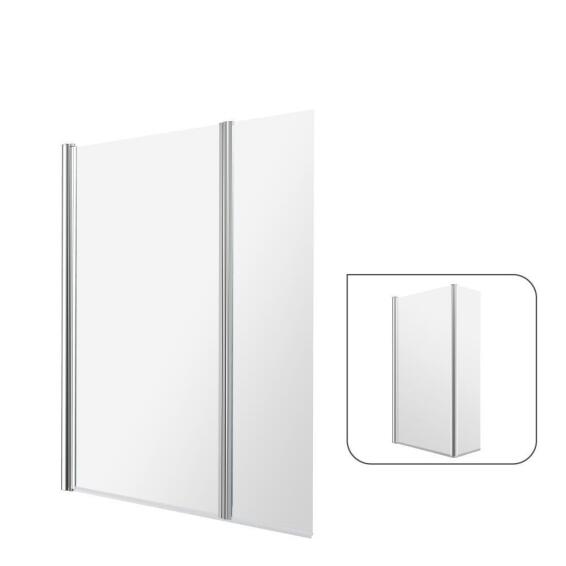  Sensea Essential Bath Screen Chrome Pivot Screen With 5mm Clear Glass and a 35cm Deflector Panel  W115cmxH140cm