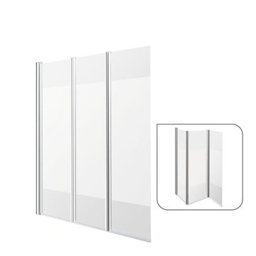 Sensea Essential 3 Folding Bath Screen Chrome Print W120cmxH140cm