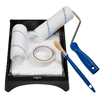 Paint kit DEXTER roller 180mm + 2 refills + brush sash + tray + masking tape
