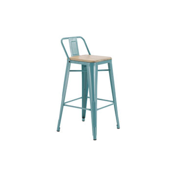 Bar Stool Oxford Steel Acacia Pastel Blu