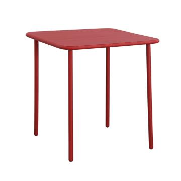 Café Steel Patio Table Cherry Red L70cmxW70cmxH72cm (Excluding Chairs)