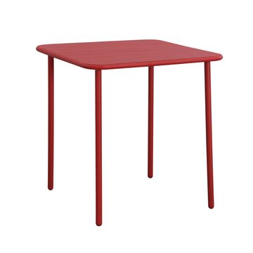 Café Steel Patio Table Cherry Red L70cmxW70cmxH72cm (Excluding Chairs)