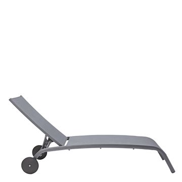 Sunlounger lyra fix NATERIAL dark grey with wheels aluminium