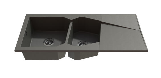 Kitchen sink 2 bowls and 1 drainer granite and resine lazio grey 116.5cm x52cm