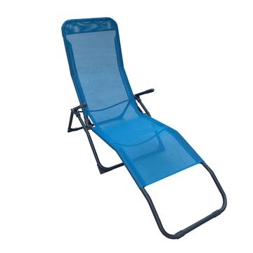 Fiesta Steel & Textile Pool Lounger Blue L142cmxD60cmxH99cm