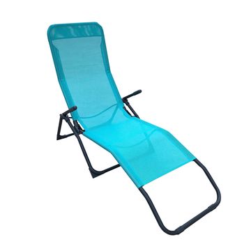 Naterial Fiesta Steel & Textile Pool Lounger Blue L142cmxD60cmxH99cm