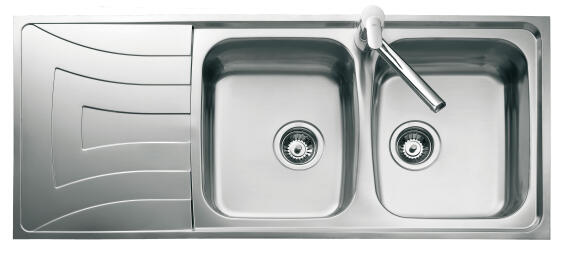 Teka Kitchen Sink Double Bowl Single Drainer Stainless Steel Anti Scratch L116Cm X W50Cm