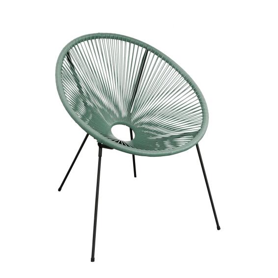 Acapulco Rattan Steel Round Patio Chair Dark Green