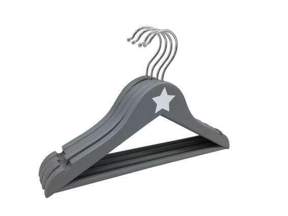 Spaceo wooden kids hanger 4 pack grey