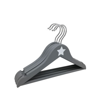 Spaceo wooden kids hanger 4 pack grey
