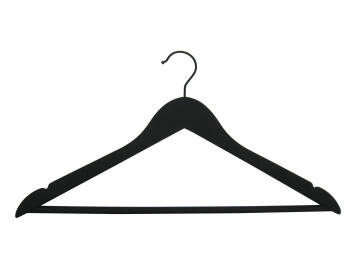 Spaceo wooden coat hanger soft touch 4 pack black