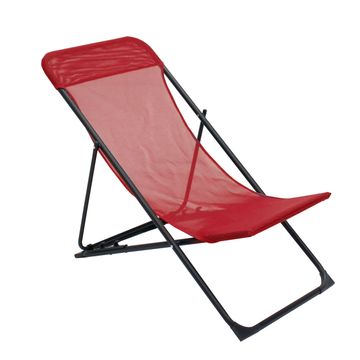 Biganos Steel & Textile Pool Lounger Cherry Red W55cmxD86cmxH90cm