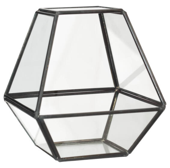 GEO BLACK FLOWER HOUSE 14X12CM