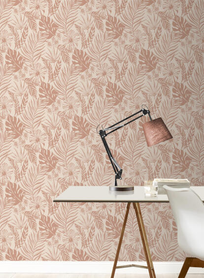 WALLPAPER LEAF PINK/ROSE GOLD 10.5MX53CM