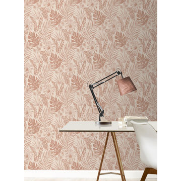 WALLPAPER LEAF PINK/ROSE GOLD 10.5MX53CM