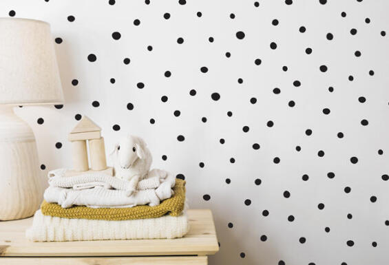 VINYL IMPERFECT DOTS BLK 34CM X 100CM