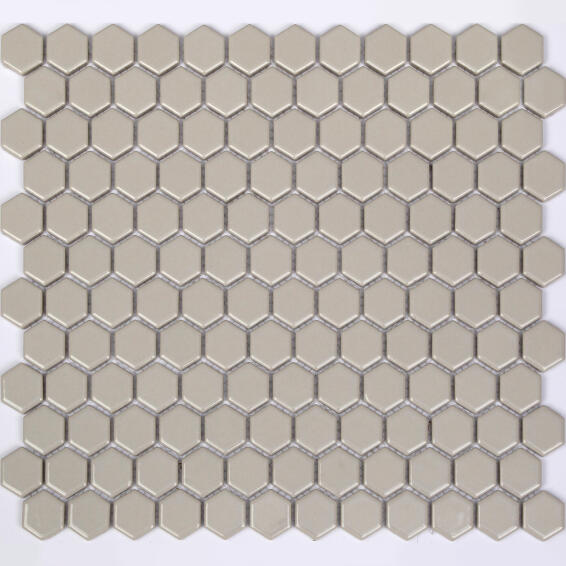 Artens Mosaic Tile Hexagon Grey Glossy L23cm x W23cm 