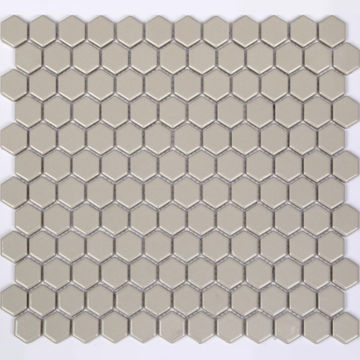 Artens Mosaic Tile Hexagon Grey Glossy L23cm x W23cm 