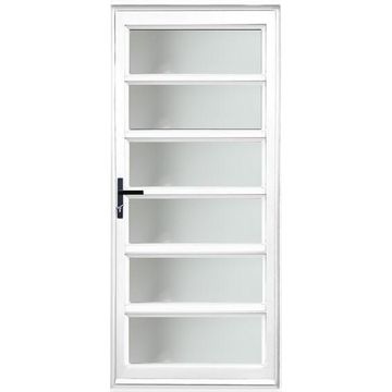 Aluminium door white 6 horizontal panel reflective glass right hand opening W900 x H2100MM