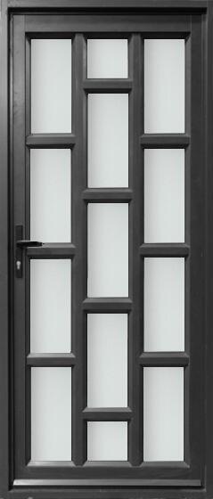 Aluminium door charcoal staggered clear glass hand opening W900 x H2100MM
