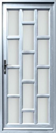 Aluminium door natural staggered clear glass hand opening W900 x H2100MM