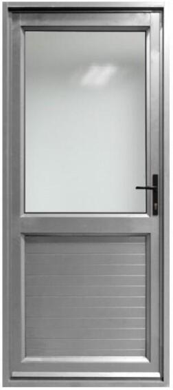 Aluminium door natural kickplate obscure glass left hand opening W900 x H2100MM
