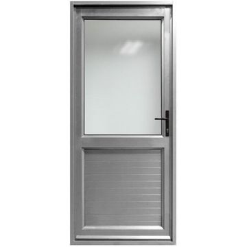 Aluminium door natural kickplate obscure glass left hand opening W900 x H2100MM
