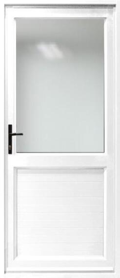 Aluminium door white kick plate obscure glass right hand opening W900 x H2100MM