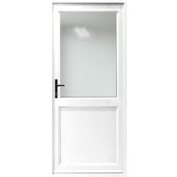 Aluminium door white kick plate obscure glass right hand opening W900 x H2100MM
