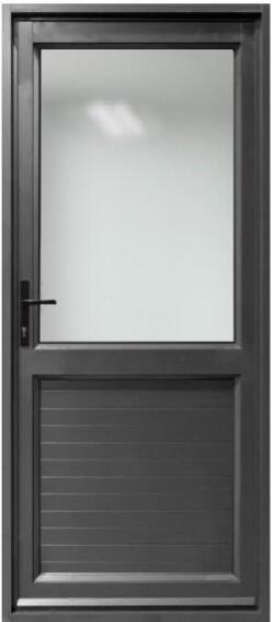 Aluminium door charcoal kick plate obscure glass right hand opening W900 x H2100MM