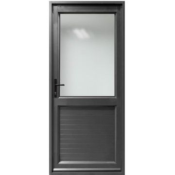 Aluminium door charcoal kick plate obscure glass right hand opening W900 x H2100MM