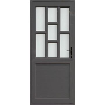 Aluminium stable door charcoal staggered obscure glass left hand opening W900 x H2100MM