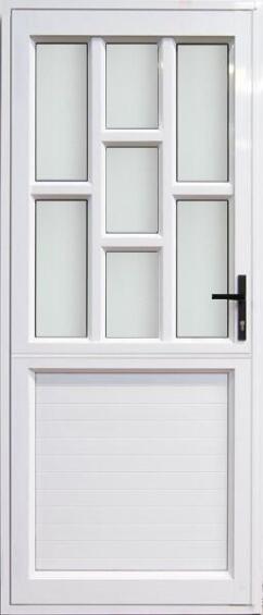 Aluminium stable door white staggered obscure glass left hand opening W900 x H2100MM