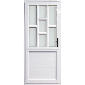 Aluminium stable door white staggered obscure glass left hand opening W900 x H2100MM