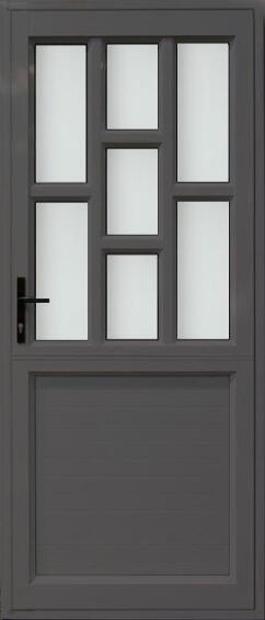 Aluminium stable door charcoal staggered obscure glass right hand opening W900 x H2100MM