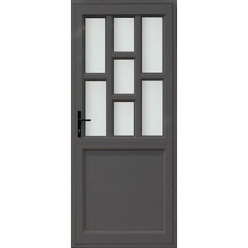 Aluminium stable door charcoal staggered obscure glass right hand opening W900 x H2100MM