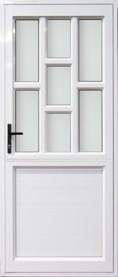 Aluminium stable door white staggered obscure glass right hand opening W900 x H2100MM