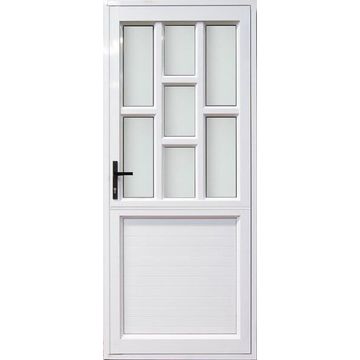 Aluminium stable door white staggered obscure glass right hand opening W900 x H2100MM