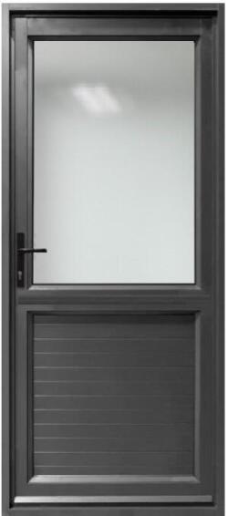 Aluminium stable door charcoal kick plate obscure glass right hand opening W900 x H2100MM