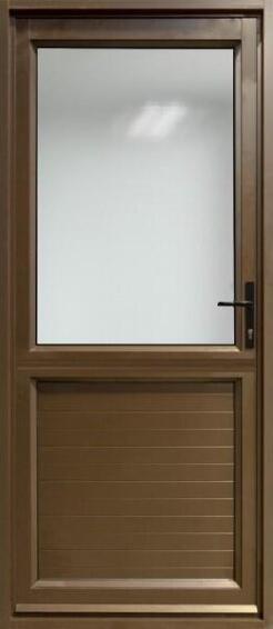 Aluminium stable door bronze kick plate obscure glass left hand opening W900 x H2100MM
