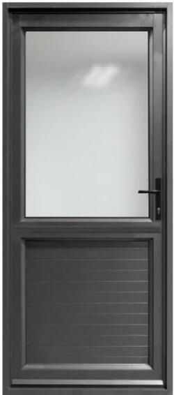 Aluminium stable door charcoal kick plate obscure glass left hand opening W900 x H2100MM