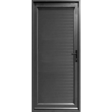 Aluminium door charcoal horizontal slats left hand opening W900 x H2100MM