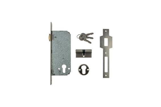 Roller bolt & deadlock nickle plated 50mm L&B security