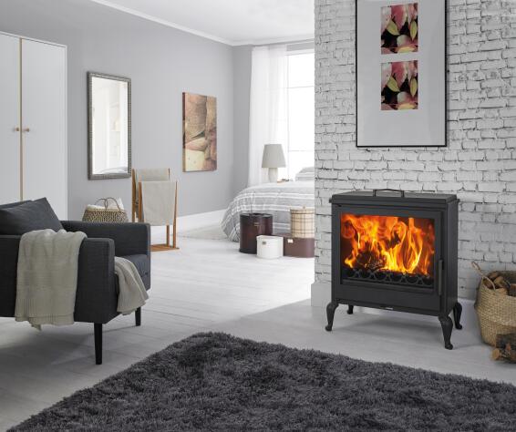 Fireplace Free Standing EcoDesign PANADERO Aube Black Steel 7.1 KW