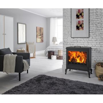 Fireplace Free Standing EcoDesign PANADERO Aube Black Steel 7.1 KW
