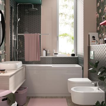 Sensea Remix Bath Screen Chrome Pivot Screen With 5mm Clear Glass With Towel Holder W90cmxH140cm