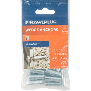 Wedge anchors 6x25mm 20pc rawlplug