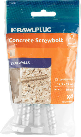 Concrete screw anchors 12.5x65mm R-LX hex with flange zinc plated rawlplug