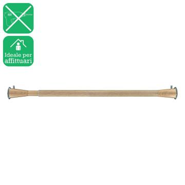Curtain Rod + IB Extendable No Drill 20mm Diam Wood 143-205cm